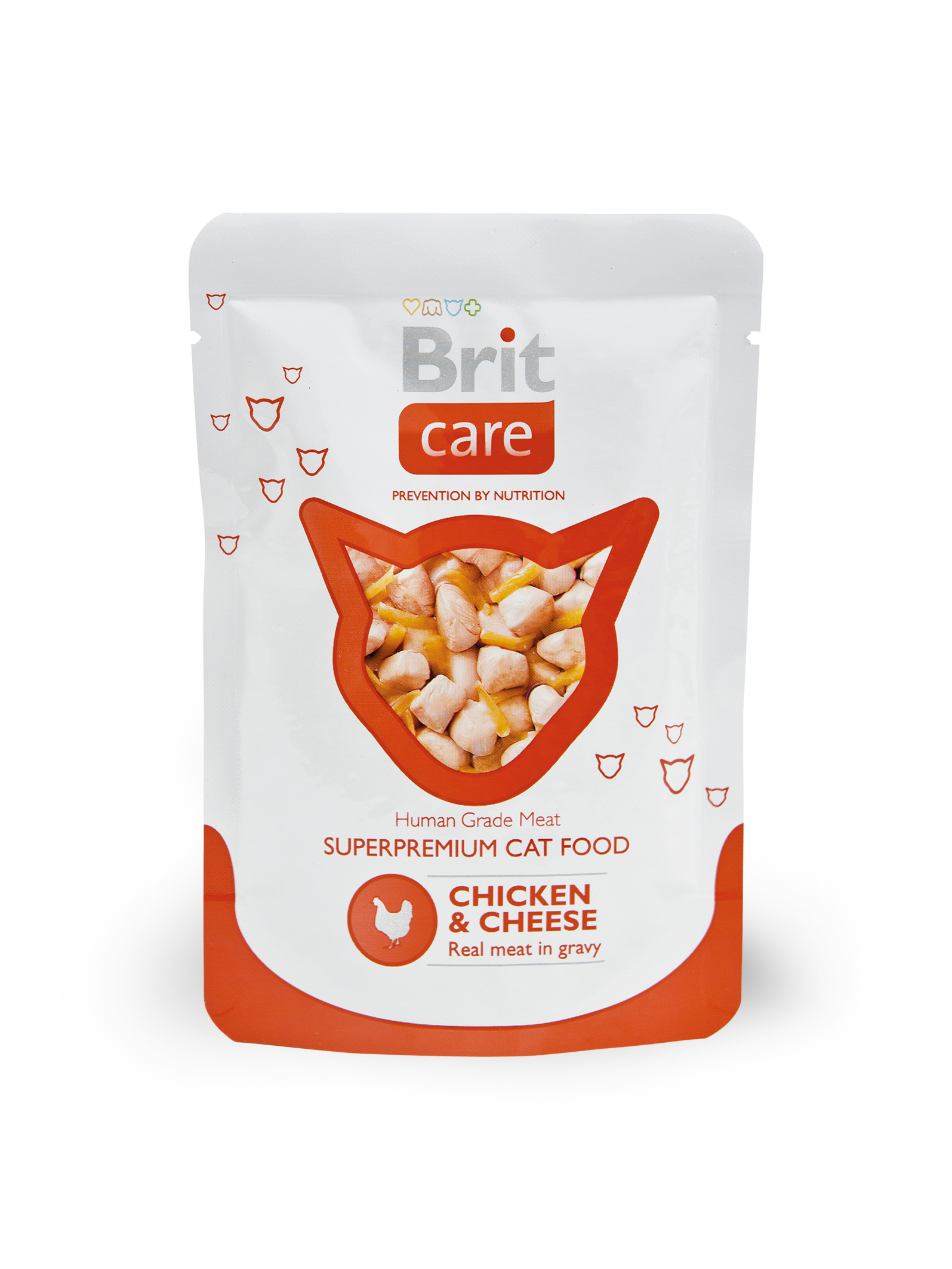 Влажный корм для кошек Brit care с курицей и сыром, 80 г