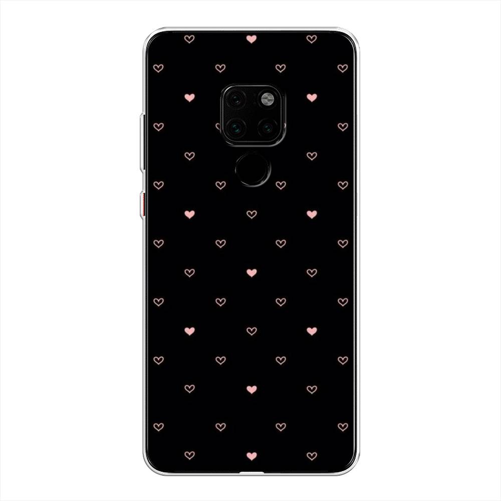 

Чехол Awog на Huawei Mate 20 "Черный фон и сердечки", Розовый;серый;черный, 66850-3
