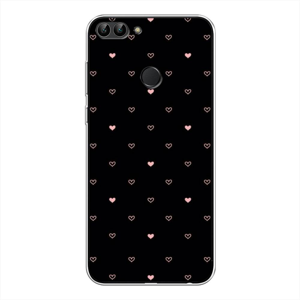 

Чехол Awog на Huawei P Smart "Черный фон и сердечки", Розовый;серый;черный, 64050-3
