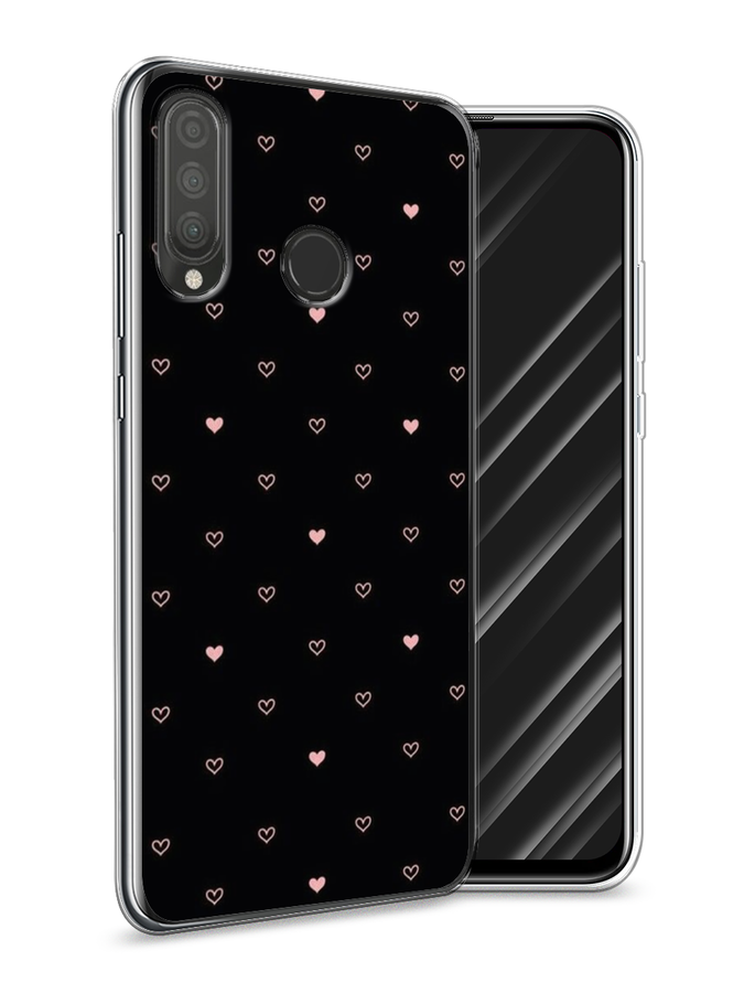 фото Чехол awog "черный фон и сердечки" для huawei p30 lite
