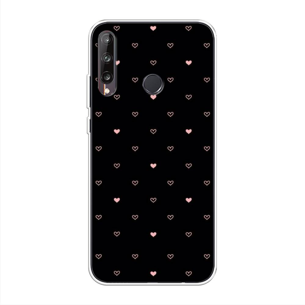

Чехол Awog на Huawei P40 lite E "Черный фон и сердечки", Розовый;серый;черный, 612450-3