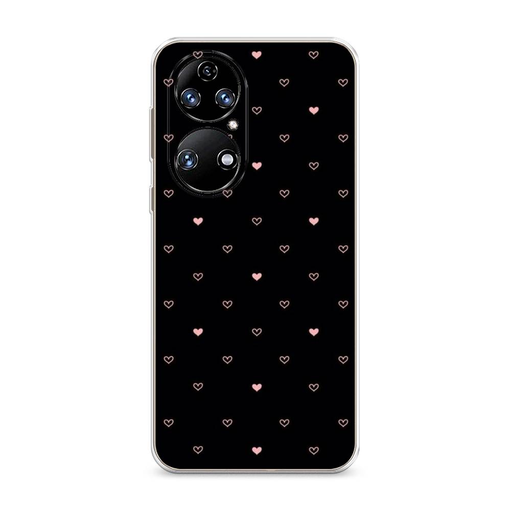 

Чехол Awog на Huawei P50 "Черный фон и сердечки", Розовый;серый;черный, 6104950-3