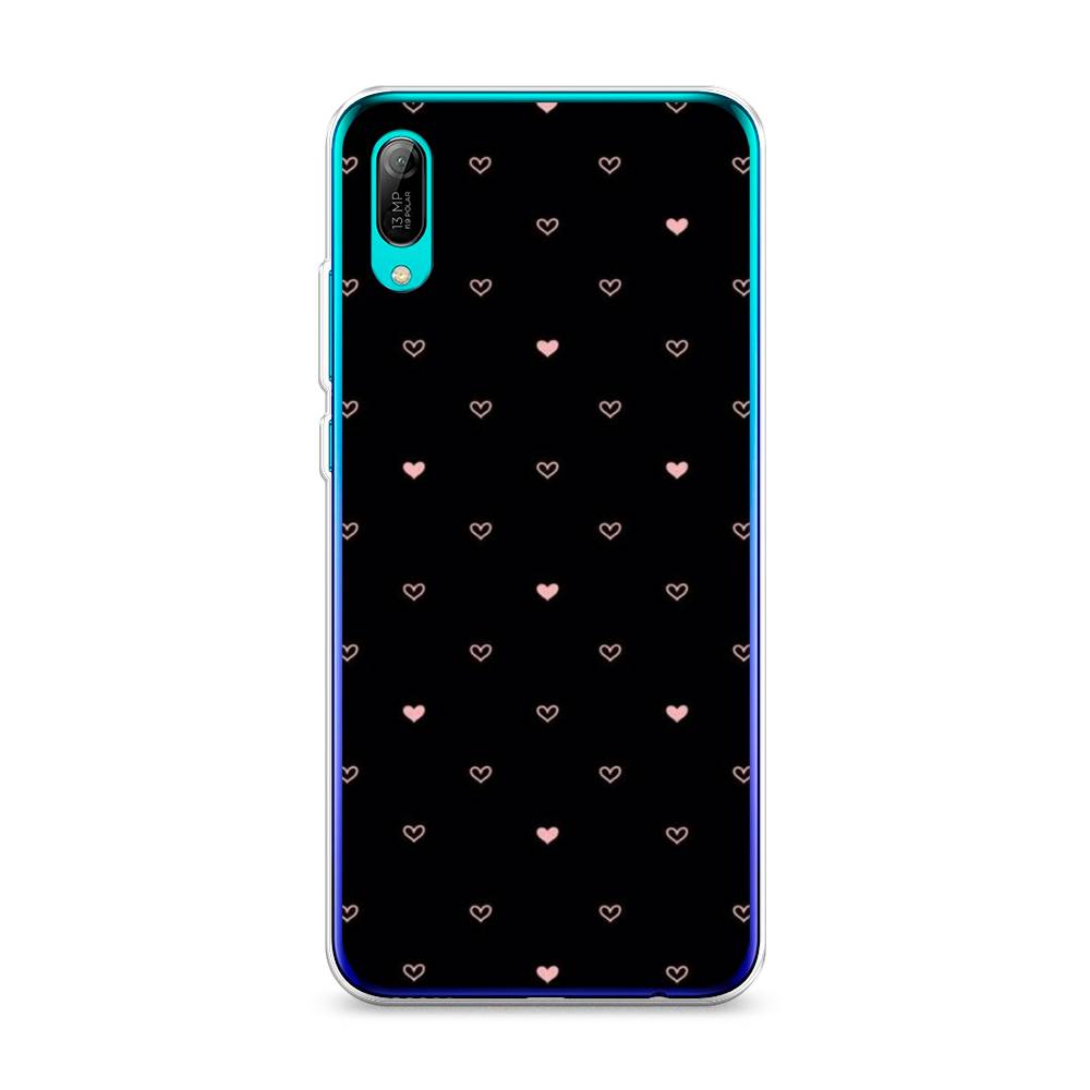 

Чехол Awog на Huawei Y6 Pro (Prime) 2019 "Черный фон и сердечки", Розовый;серый;черный, 68150-3
