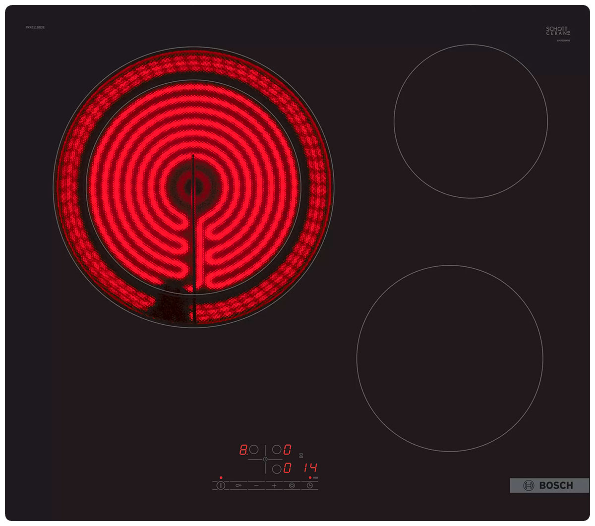 

Встраиваемая варочная панель электрическая Bosch PKK611BB2E черный, PKK611BB2E