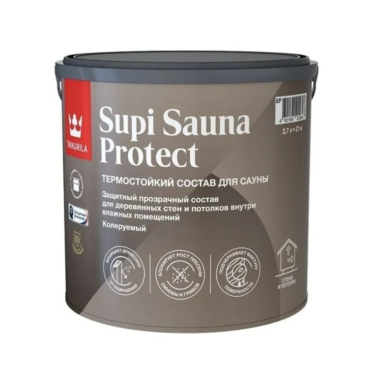 Антисептик Tikkurila Supi Sauna Protect бесцветный 2,7 л