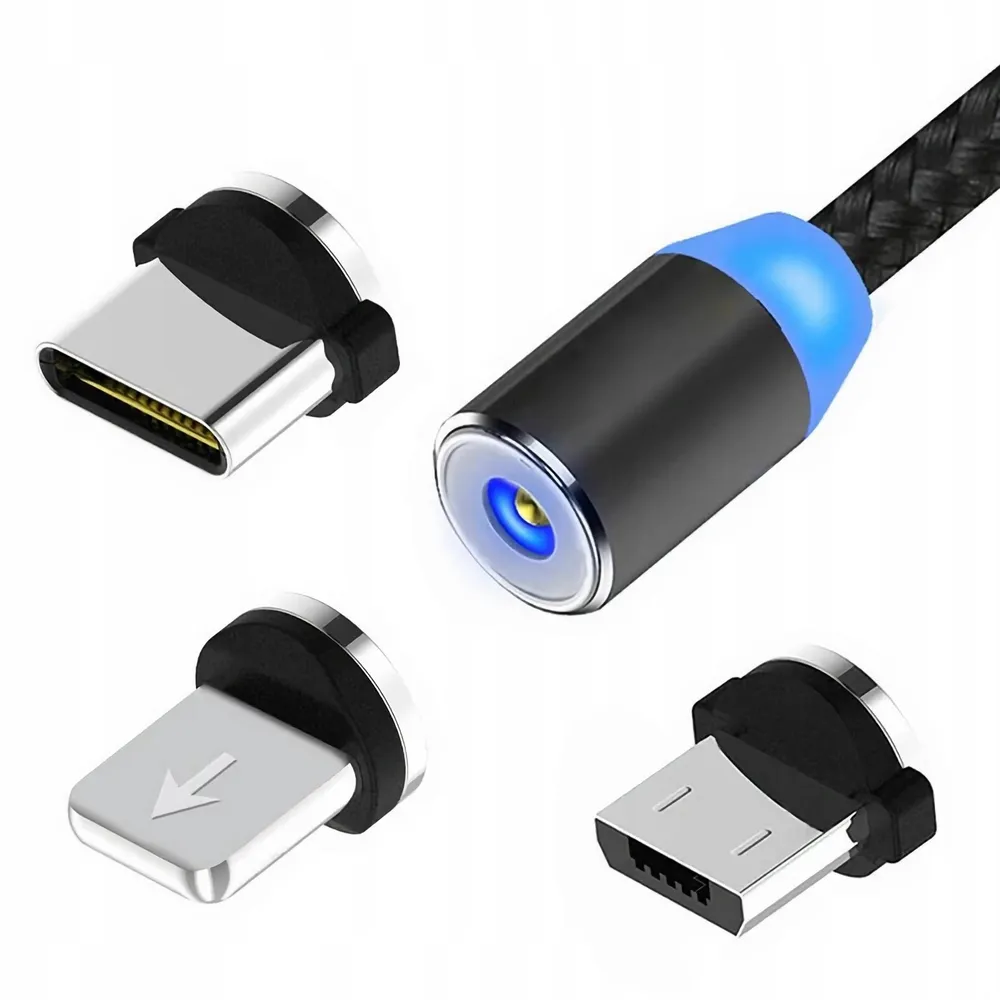 Кабель KICT USB Магнитный Type C, MIcro, Lighting для зарядки смартфона с 3-мя разъемами