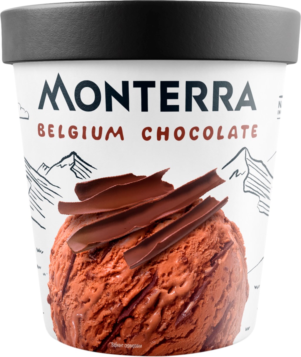 Мороженое сливочное Monterra с бельгийским шоколадом и шоколадным соусом БЗМЖ 276 г
