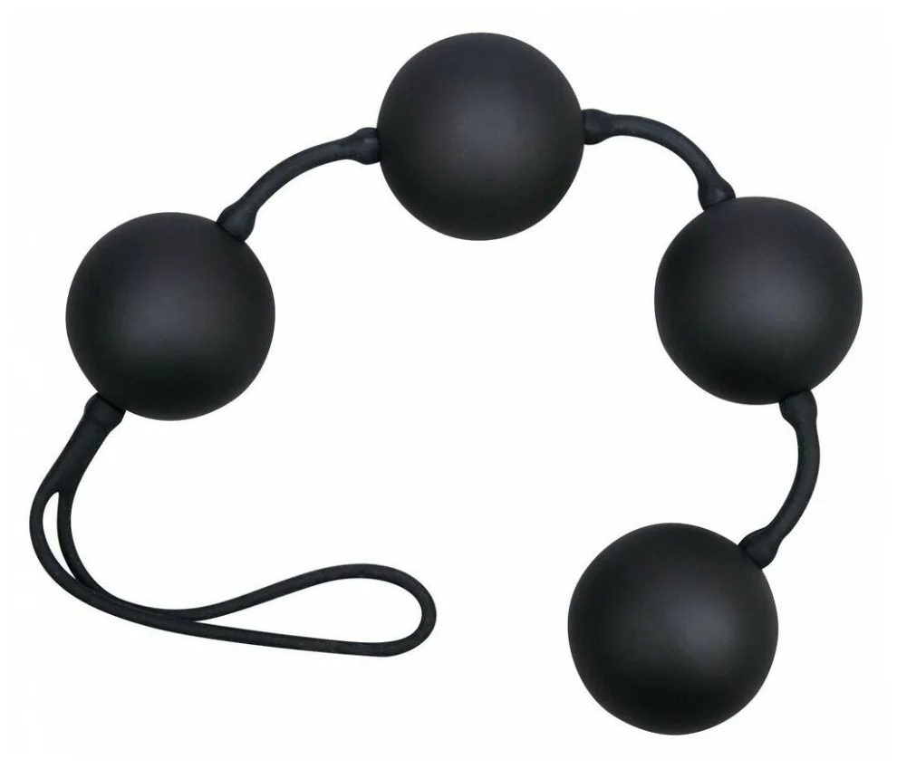 Чёрные вагинальные шарики на сцепке в силиконе