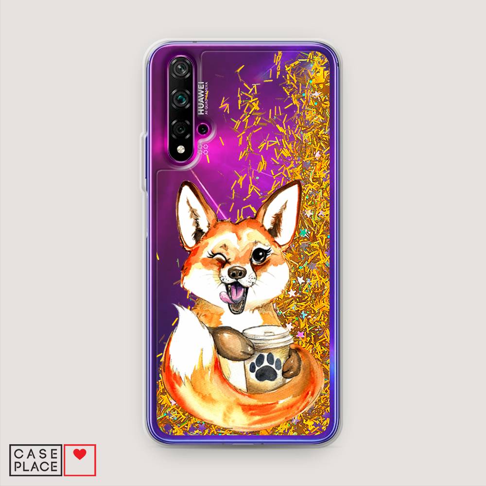 

Чехол Awog на Huawei Nova 5T "Подмигивающая лиса с кофе", Разноцветный, 610590-1