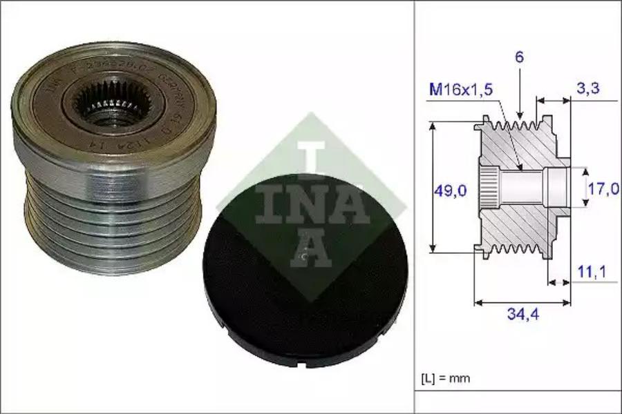 

535 0183 10_шкив генератора bmw e46/81/87/90 1.6i-3.0i 01>