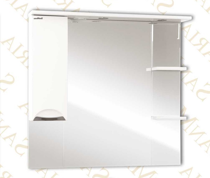 Зеркало-шкаф SanMaria Милан-100 белый, левый