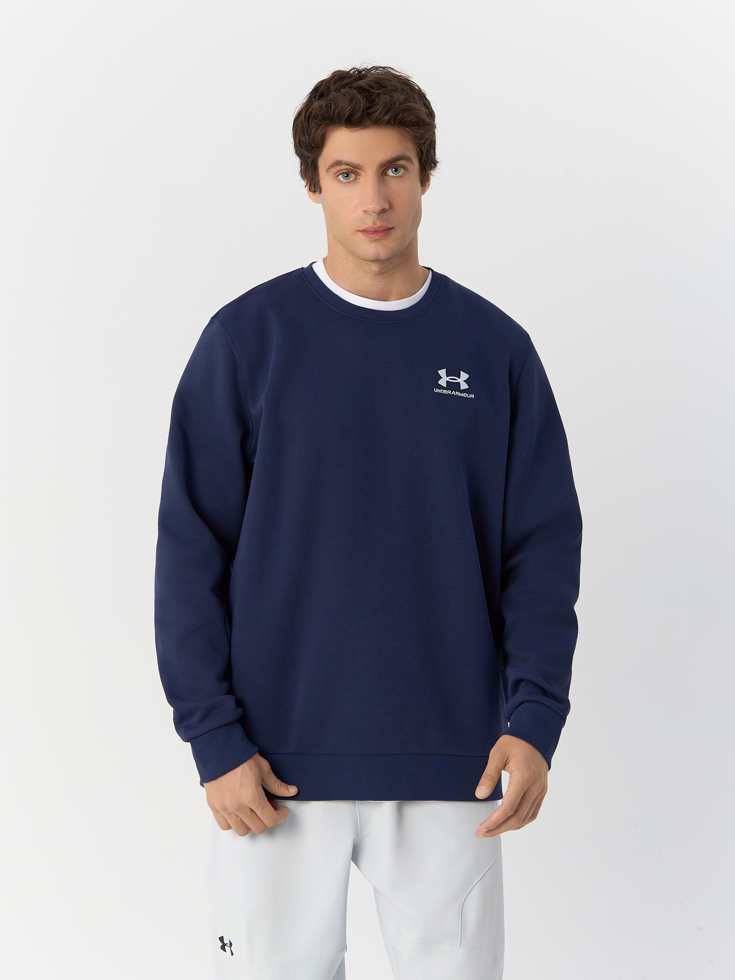 

Свитшот мужской Under Armour UA Essential Fleece Crew 1374250 синий LG, Essential Fleece Crew