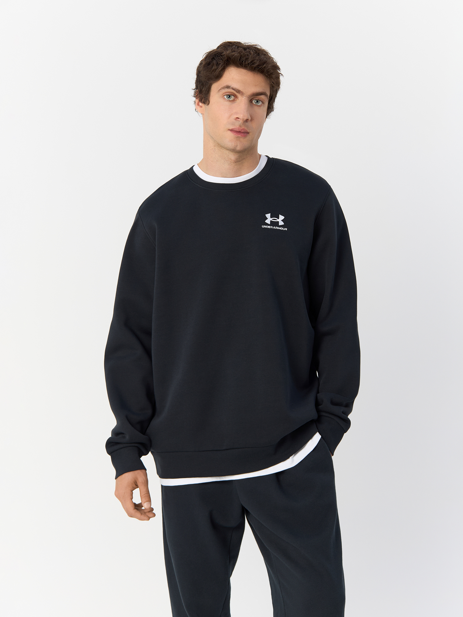 Свитшот мужской Under Armour UA Essential Fleece Crew 1374250 черный LG