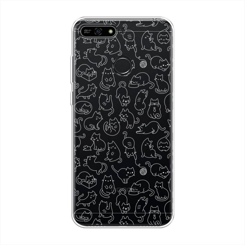 

Чехол Awog на Honor 7A Pro "Шкодливые котики", Черный;белый;серый, 65450-2