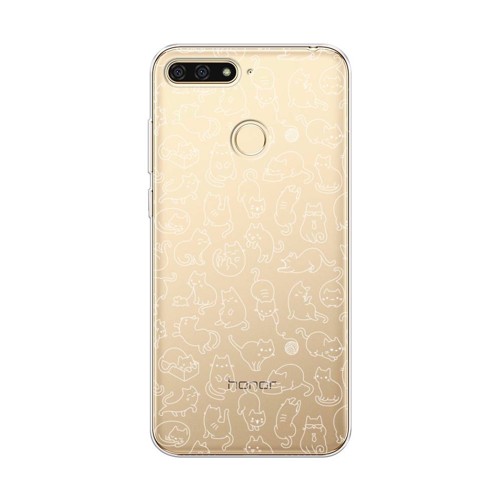 

Чехол Awog на Honor 7C "Шкодливые котики", Черный;белый;серый, 64550-2