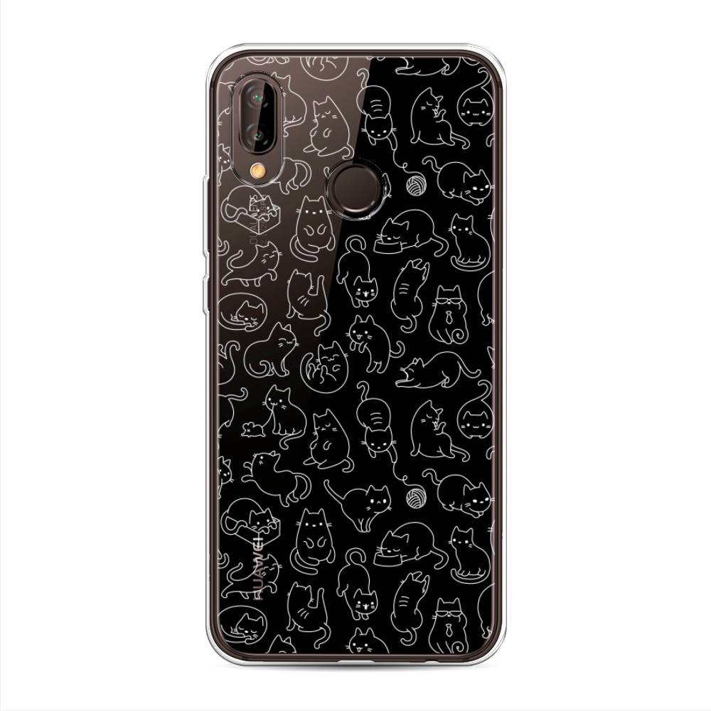

Чехол Awog на Huawei Nova 3 "Шкодливые котики", Черный;белый;серый, 66150-2