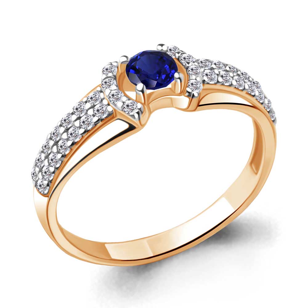 

Кольцо из серебра с фианитом/сапфиром искусственным р., Aquamarine 68993АБ, 68993АБ_925_з