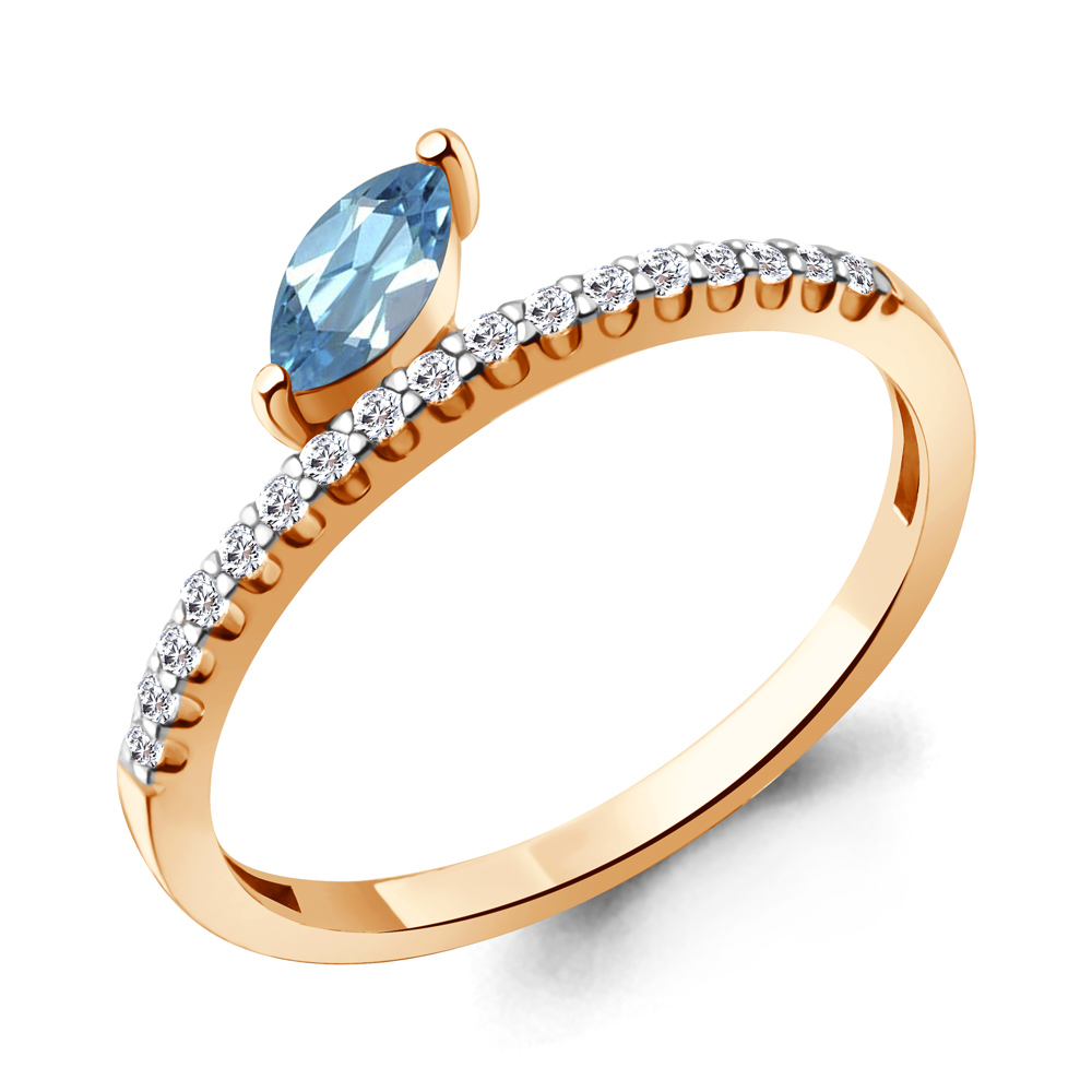 

Кольцо из серебра с топазом/фианитом р., Aquamarine 6984405А, 6984405А_925_з