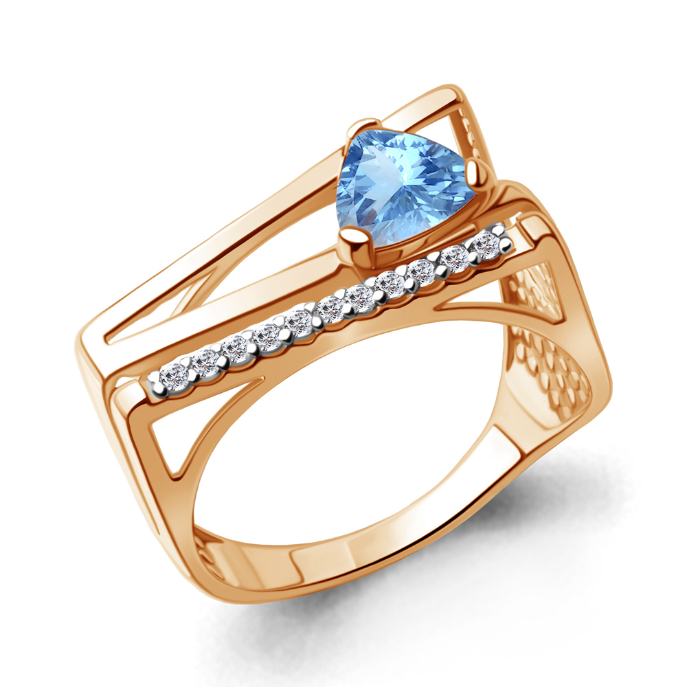 

Кольцо из серебра с топазом/фианитом р., Aquamarine 6989305А, 6989305А_925_з