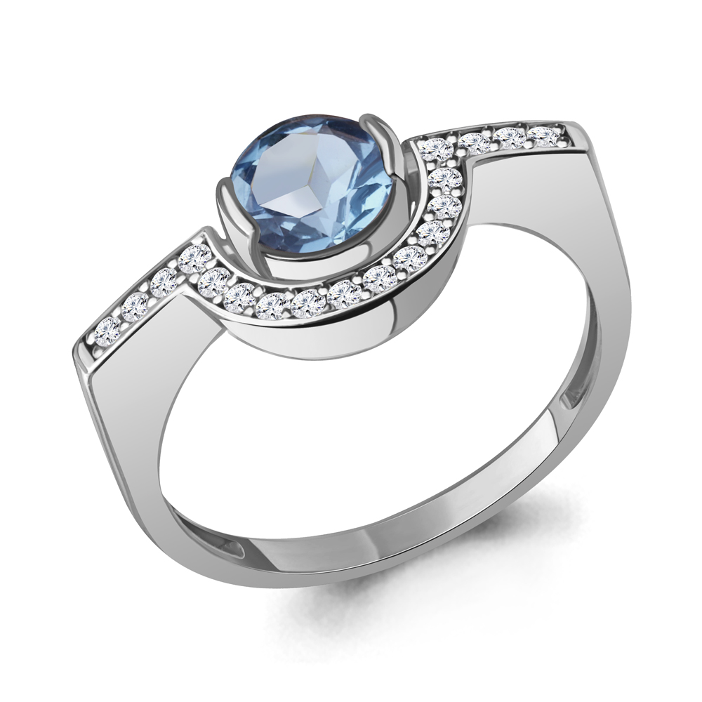 

Кольцо из серебра с топазом/фианитом р., Aquamarine 6991305А, 6991305А_925_р