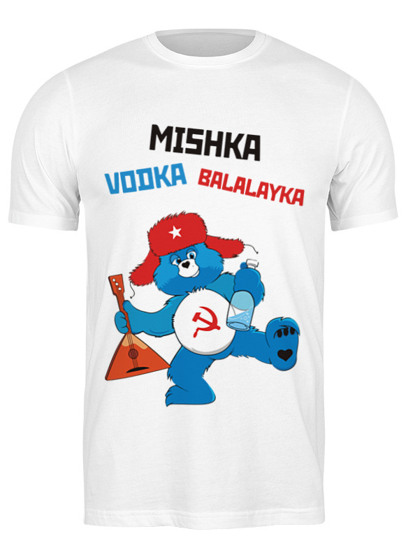 

Футболка мужская Printio Мишка водка балалайка белая XL, Белый, Мишка водка балалайка