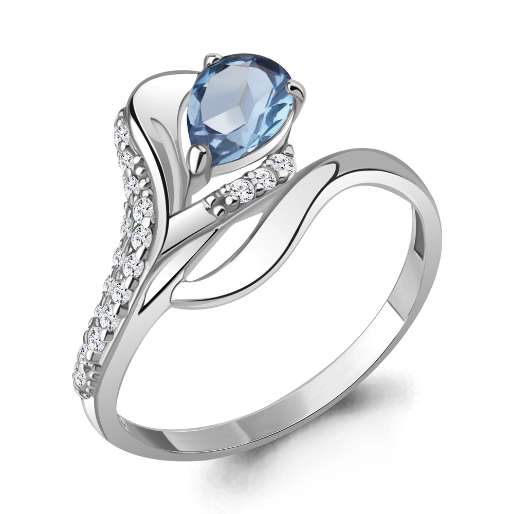 

Кольцо из серебра с топазом/фианитом р., Aquamarine 6692605А, 6692605А_925_р