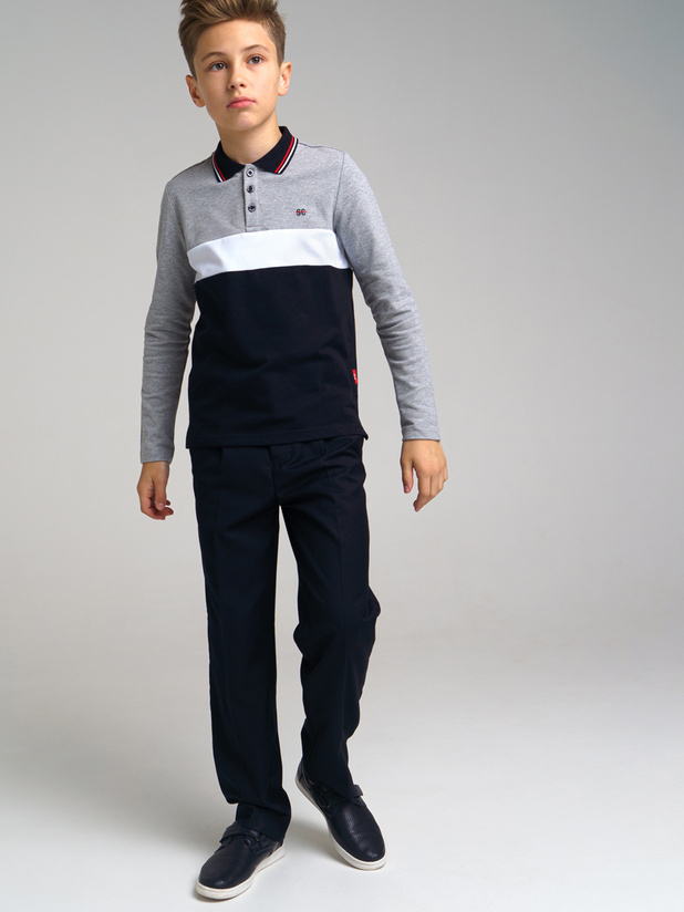 

Поло детское PlayToday 22217028 цв. серый; белый; тёмно-синий р. 176, Серый;белый;синий, 22217028