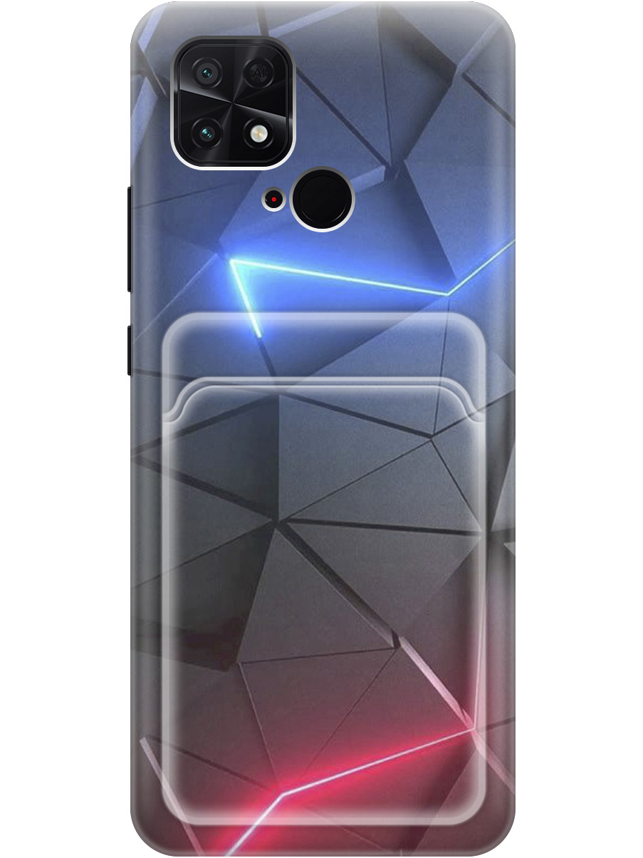 

Силиконовый чехол на Xiaomi Poco C40 с рисунком "Графитовые грани", Серый;синий, 20011968