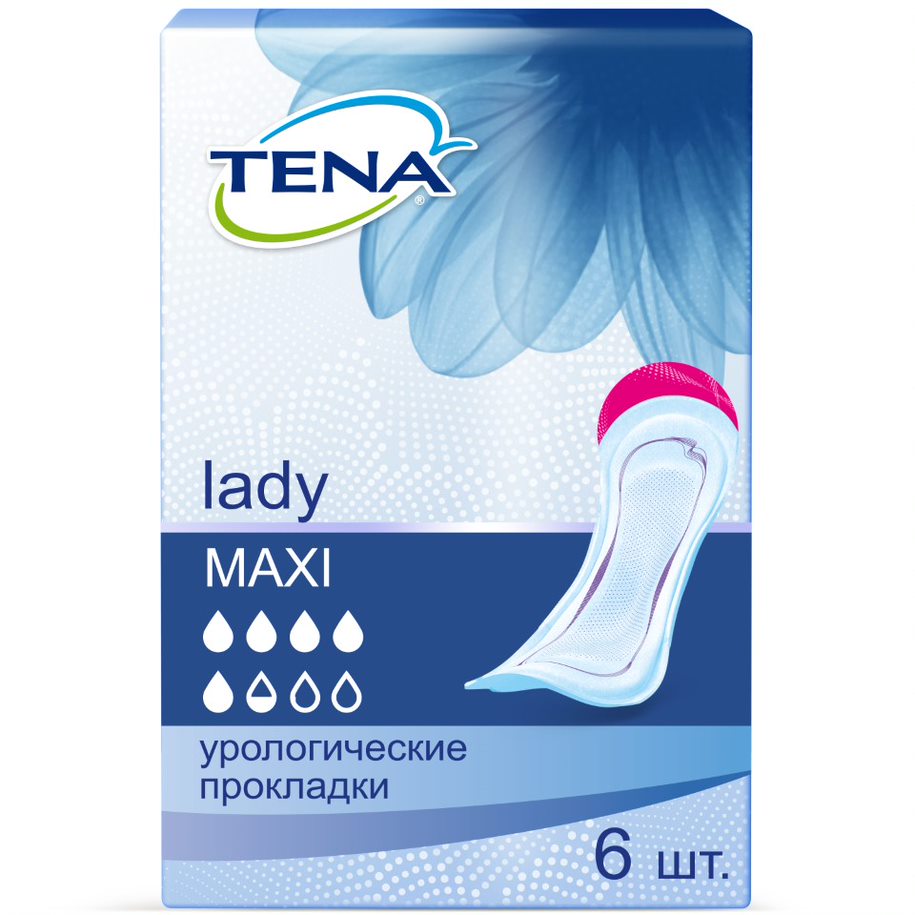 Купить Lady Maxi 6 шт., Прокладки Tena Lady Maxi 6 шт, 38x17, Нидерланды