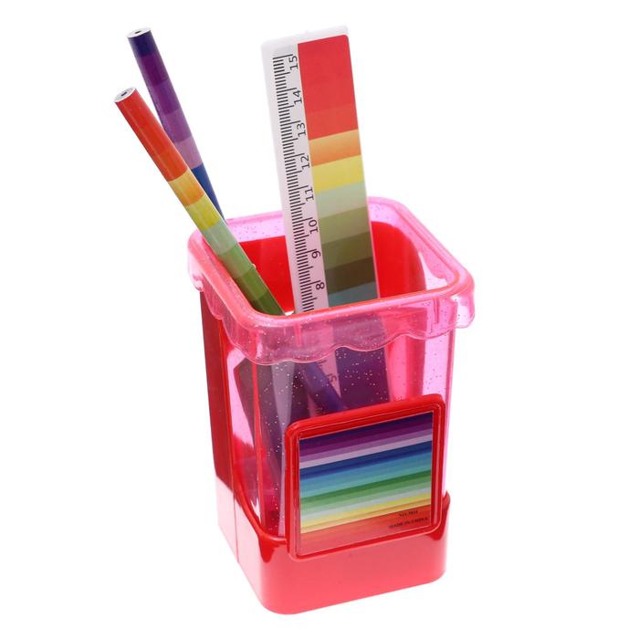 фото Набор настольный детский радуга (подставка+2 карандаша+линейка+точилка+ластик+блок 8 л) calligrata