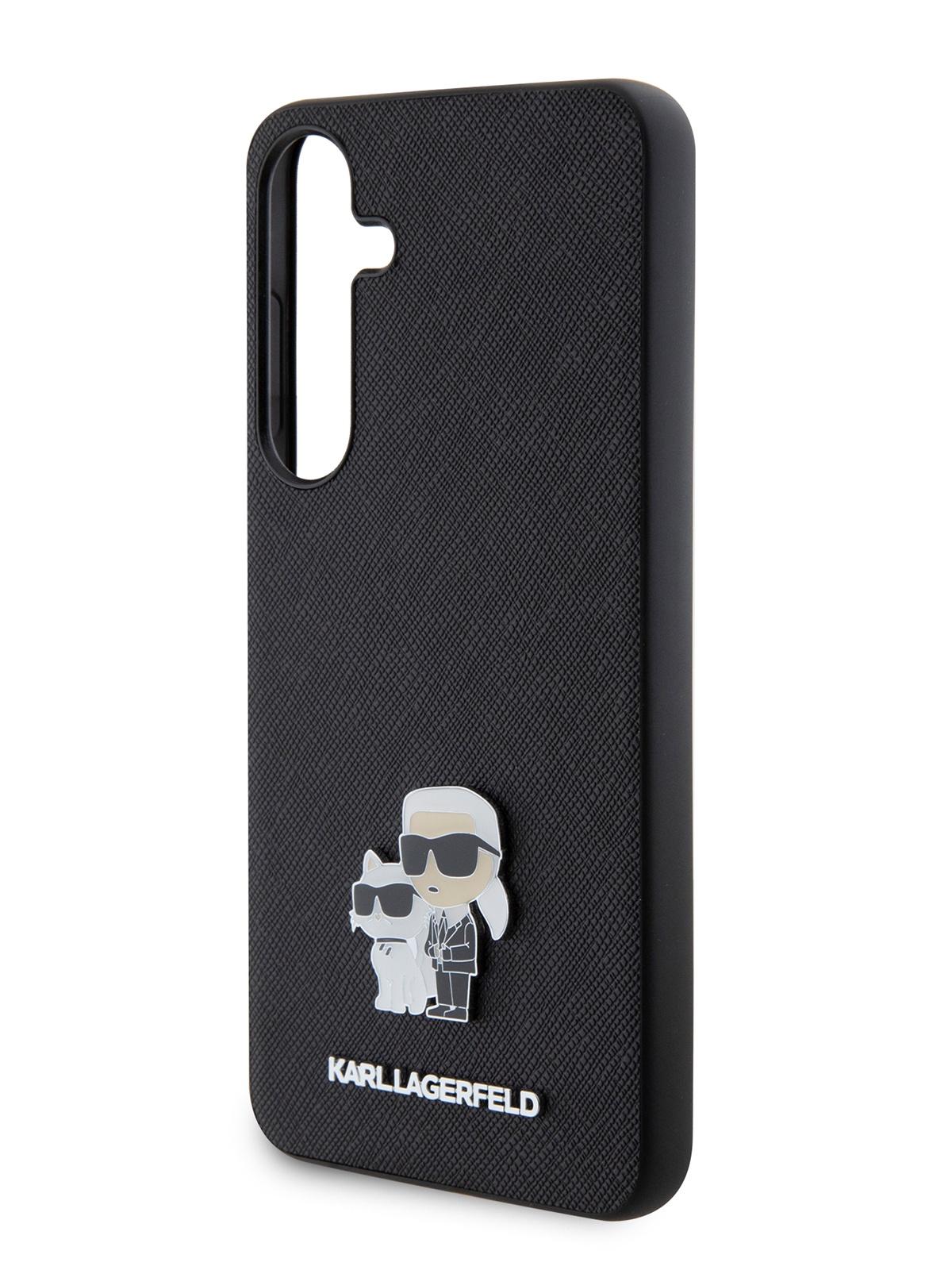 Чехол Karl Lagerfeld для Galaxy S24 из экокожи NFT Karl & Choupette Metal Hard Black