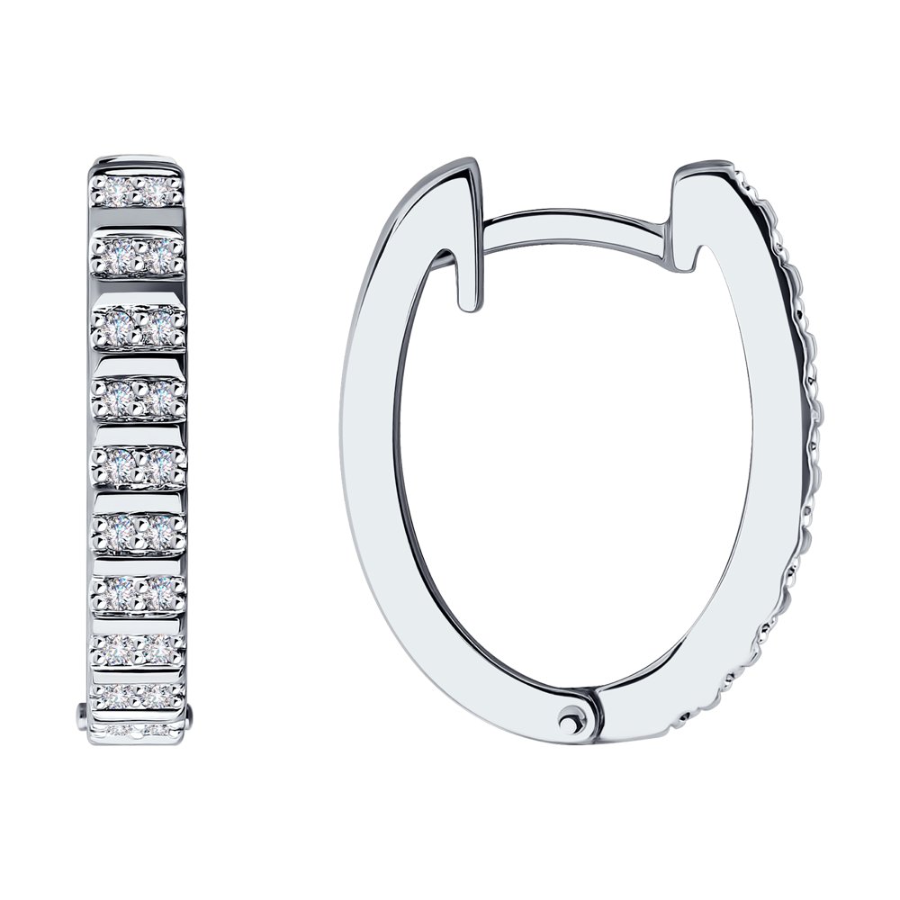 

Серьги конго из белого золота SOKOLOV Diamonds 1021779-3, бриллиант, 1021779-3