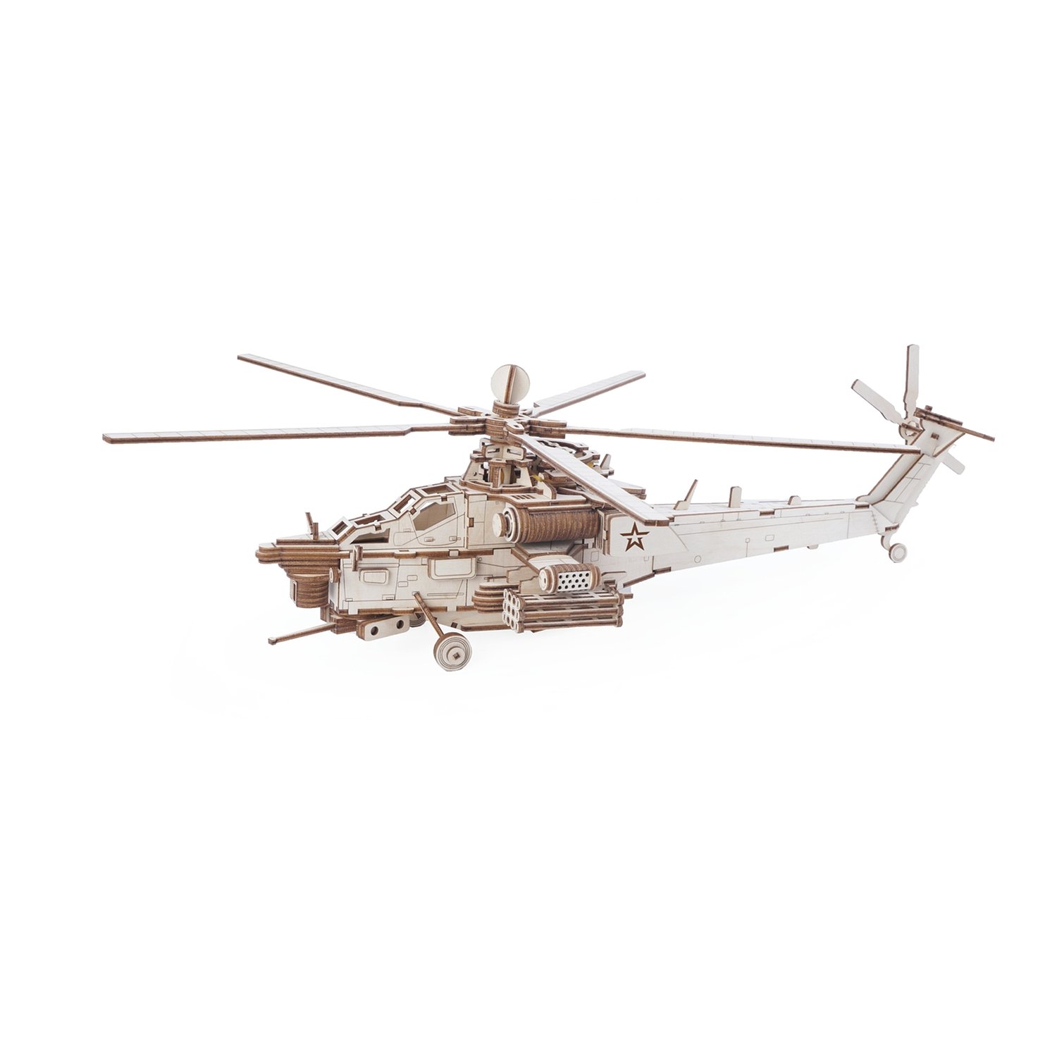 фото Конструктор из дерева армия россии "ударный боевой вертолет", 241 деталь