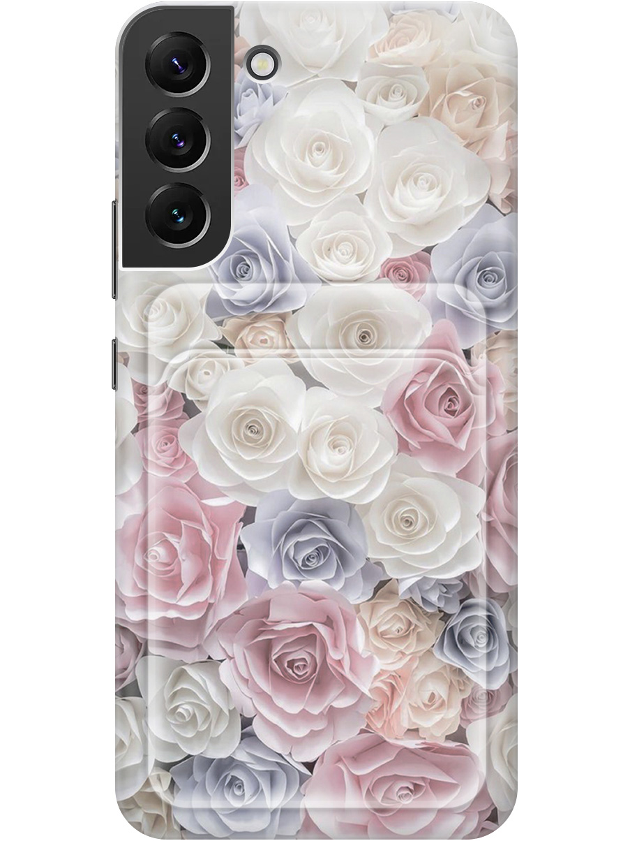 

Силиконовый чехол на Samsung Galaxy S22+ с рисунком "Пастельные розы", Белый;розовый;серый, 20012057