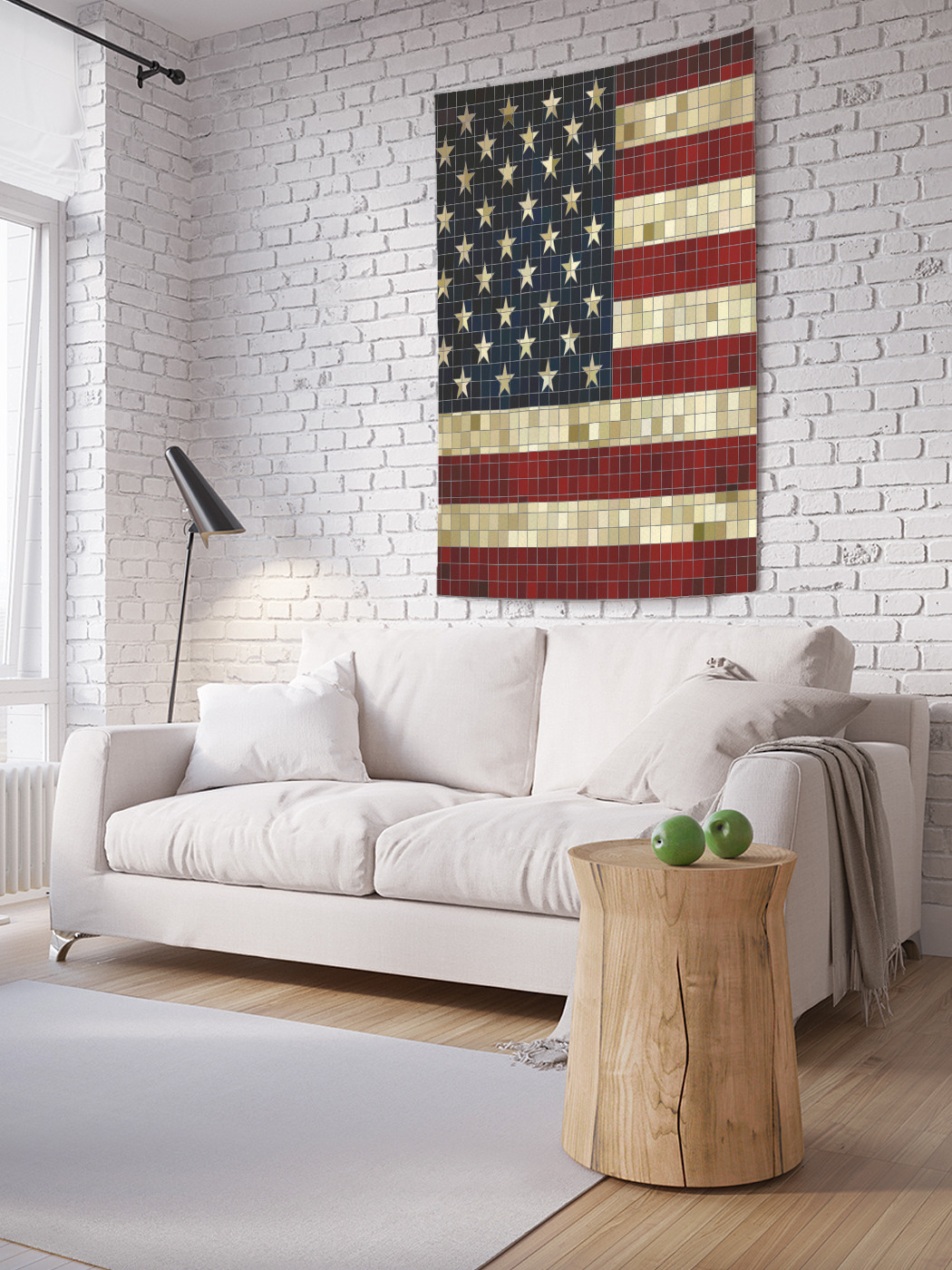 Вертикальное фотопанно на стену JoyArty Мозаичный флаг Америки 100x150 см