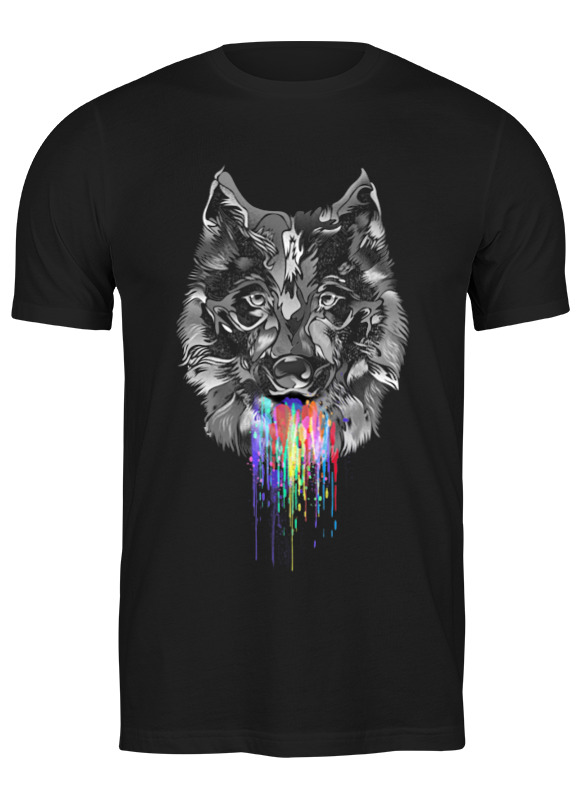 

Футболка мужская Printio Радужный волк черная L, Черный, Радужный волк