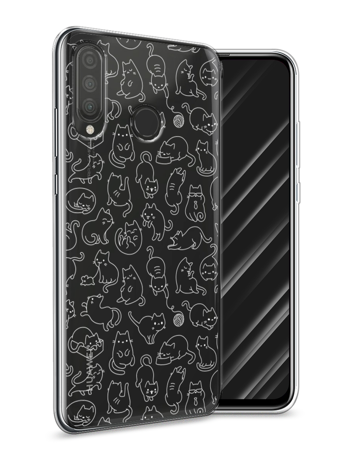

Чехол Awog на Huawei P30 Lite "Шкодливые котики", Черный;белый;серый, 67950-2