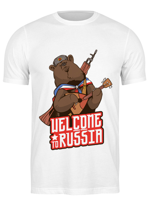 

Футболка мужская Printio Welcome to russia белая L, Белый, Welcome to russia