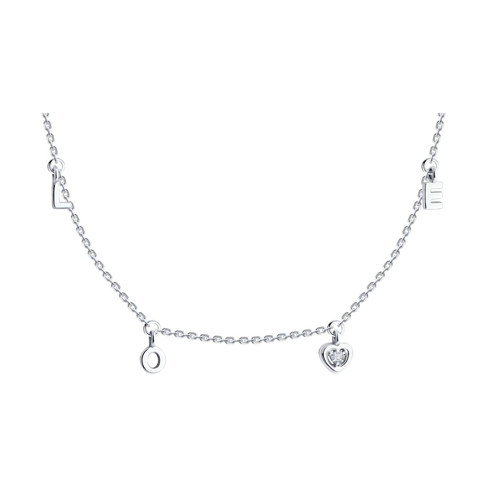Колье из белого золота 45 см SOKOLOV Diamonds 1070285-3, бриллиант