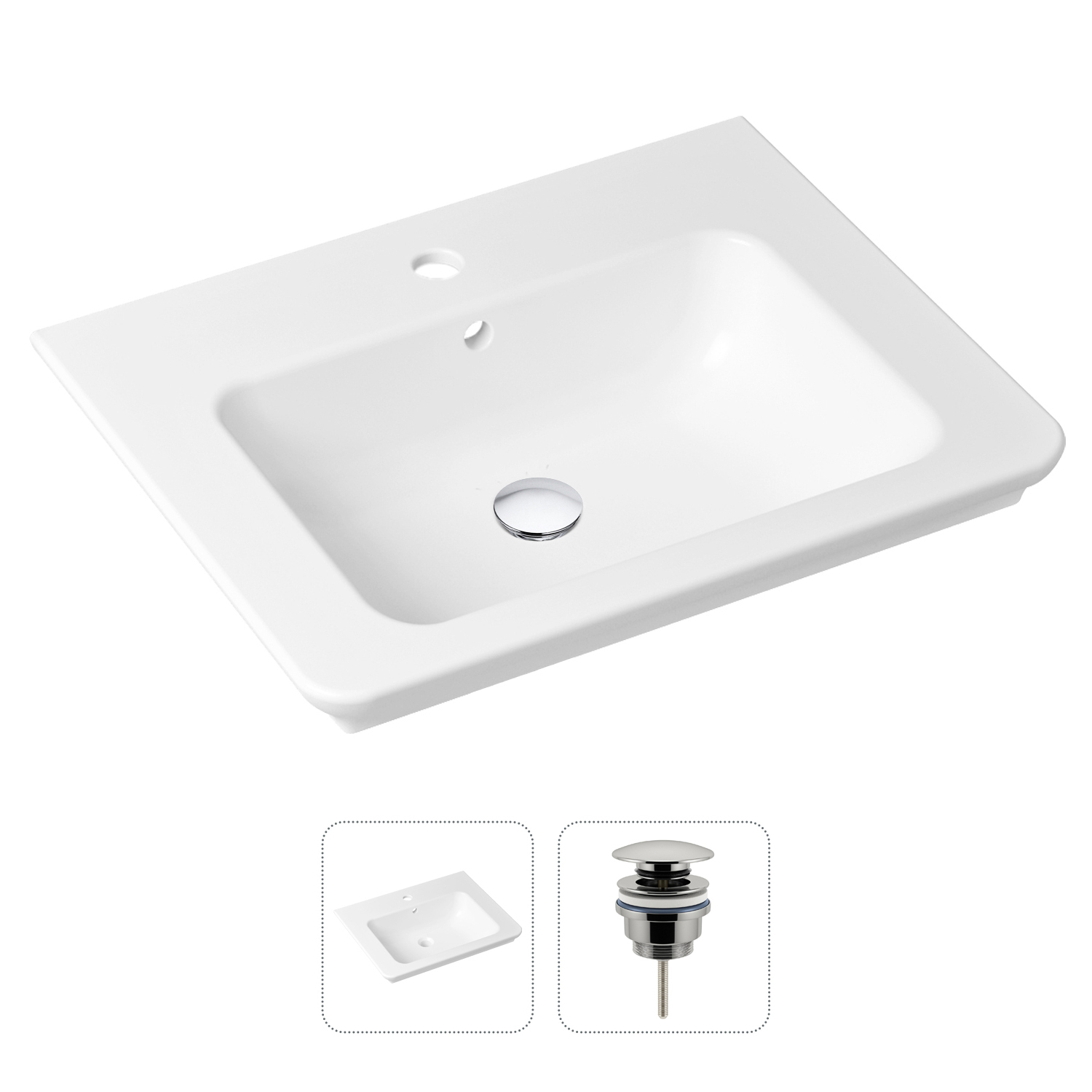 фото Комплект 2 в 1 lavinia boho bathroom sink 21520859: врезная раковина, донный клапан