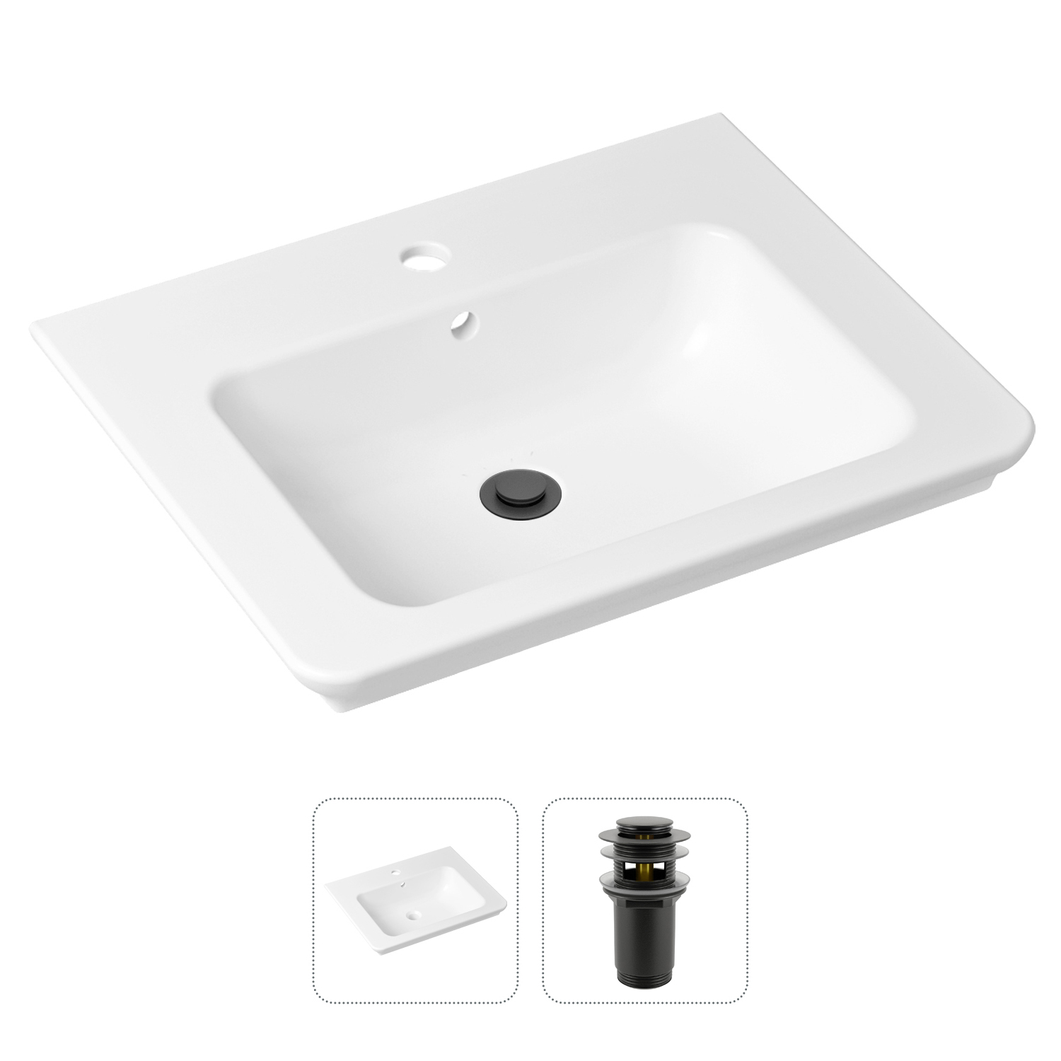 фото Комплект 2 в 1 lavinia boho bathroom sink 21520860: врезная раковина, донный клапан