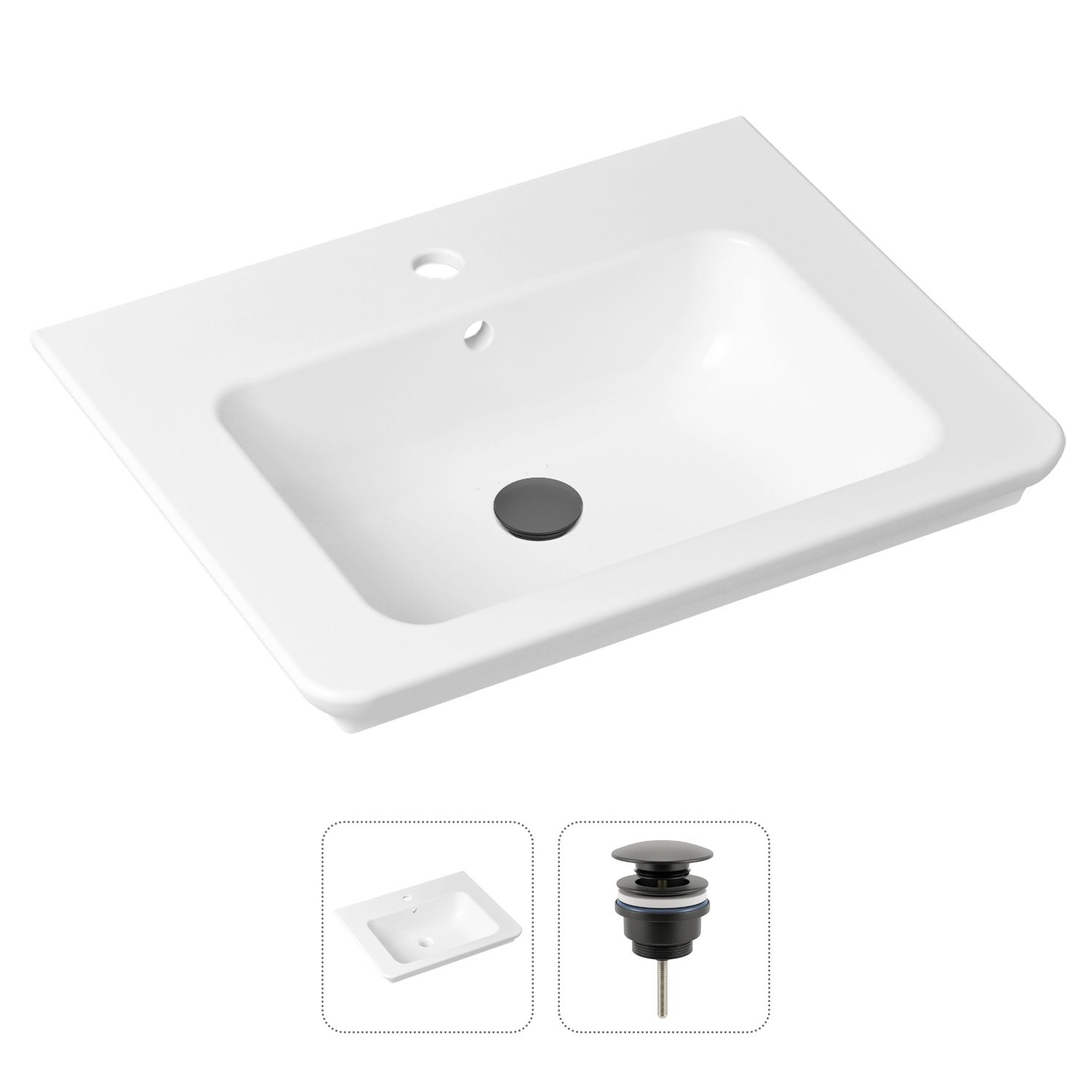 фото Комплект 2 в 1 lavinia boho bathroom sink 21520861: врезная раковина, донный клапан