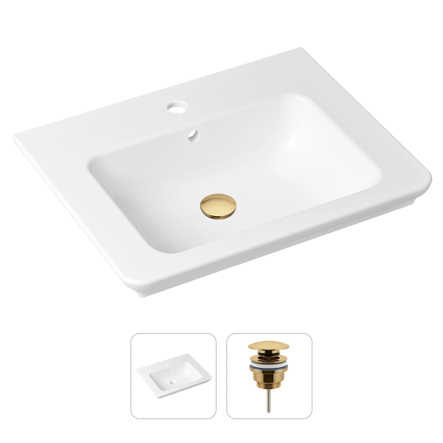 фото Комплект 2 в 1 lavinia boho bathroom sink 21520863: врезная раковина, донный клапан