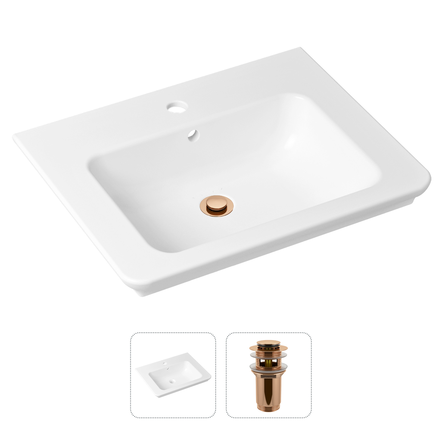 фото Комплект 2 в 1 lavinia boho bathroom sink 21520864: врезная раковина, донный клапан