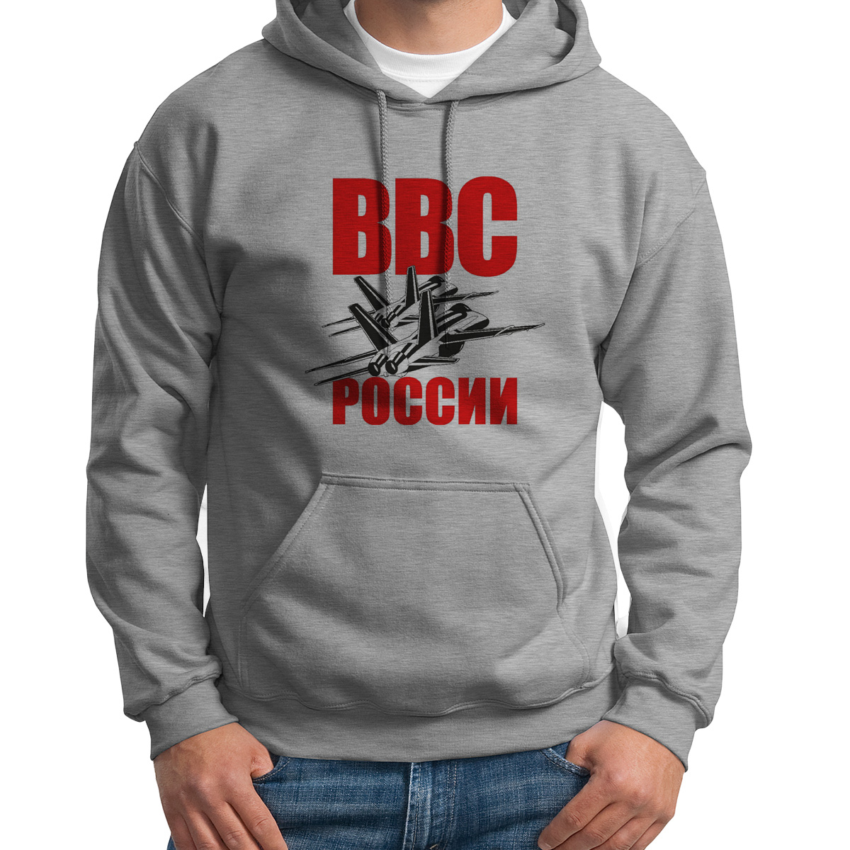 

Худи унисекс CoolPodarok ВВС России серое 54 RU, S0113558