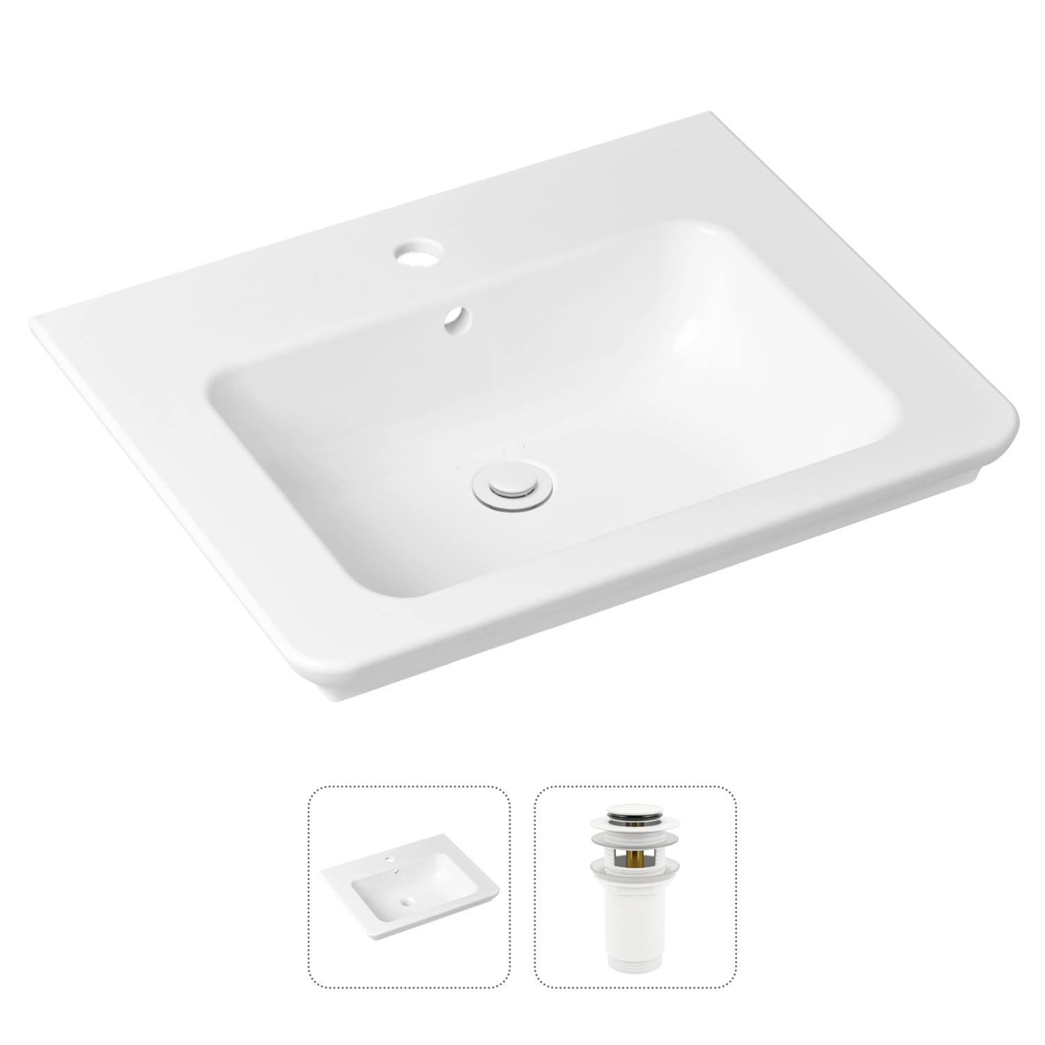 фото Комплект 2 в 1 lavinia boho bathroom sink 21520866: врезная раковина, донный клапан