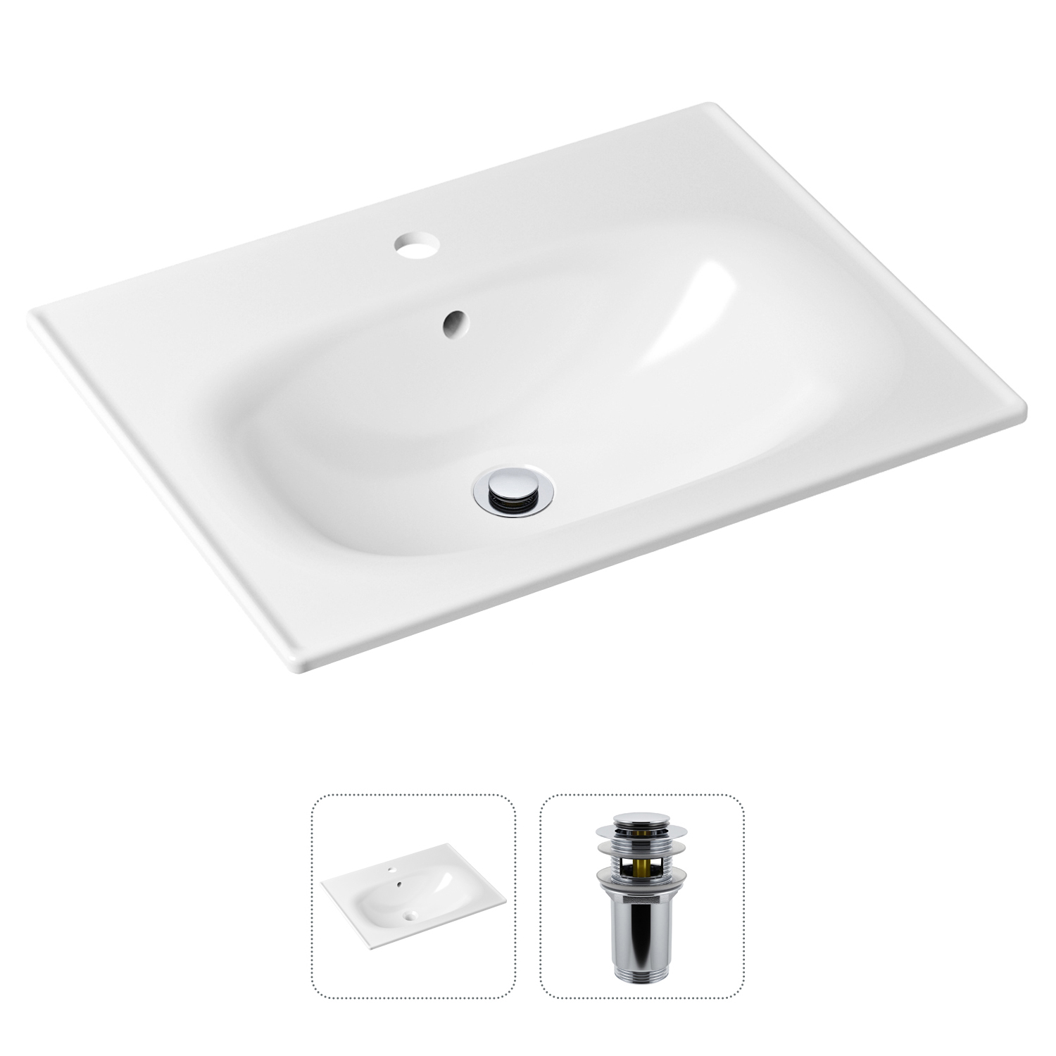 фото Комплект 2 в 1 lavinia boho bathroom sink 21520868: врезная раковина, донный клапан