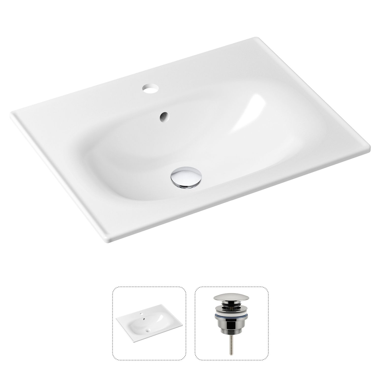 фото Комплект 2 в 1 lavinia boho bathroom sink 21520869: врезная раковина, донный клапан