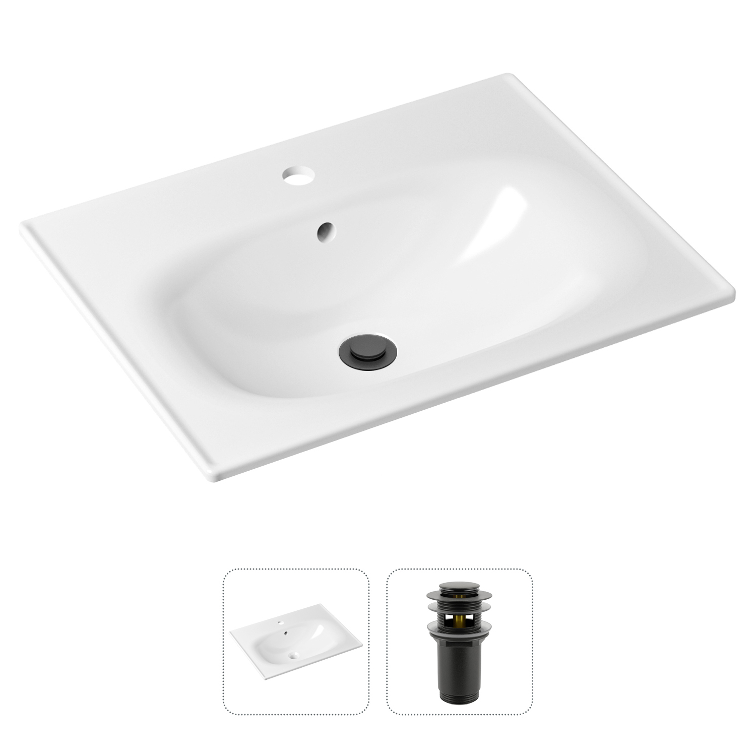 фото Комплект 2 в 1 lavinia boho bathroom sink 21520870: врезная раковина, донный клапан