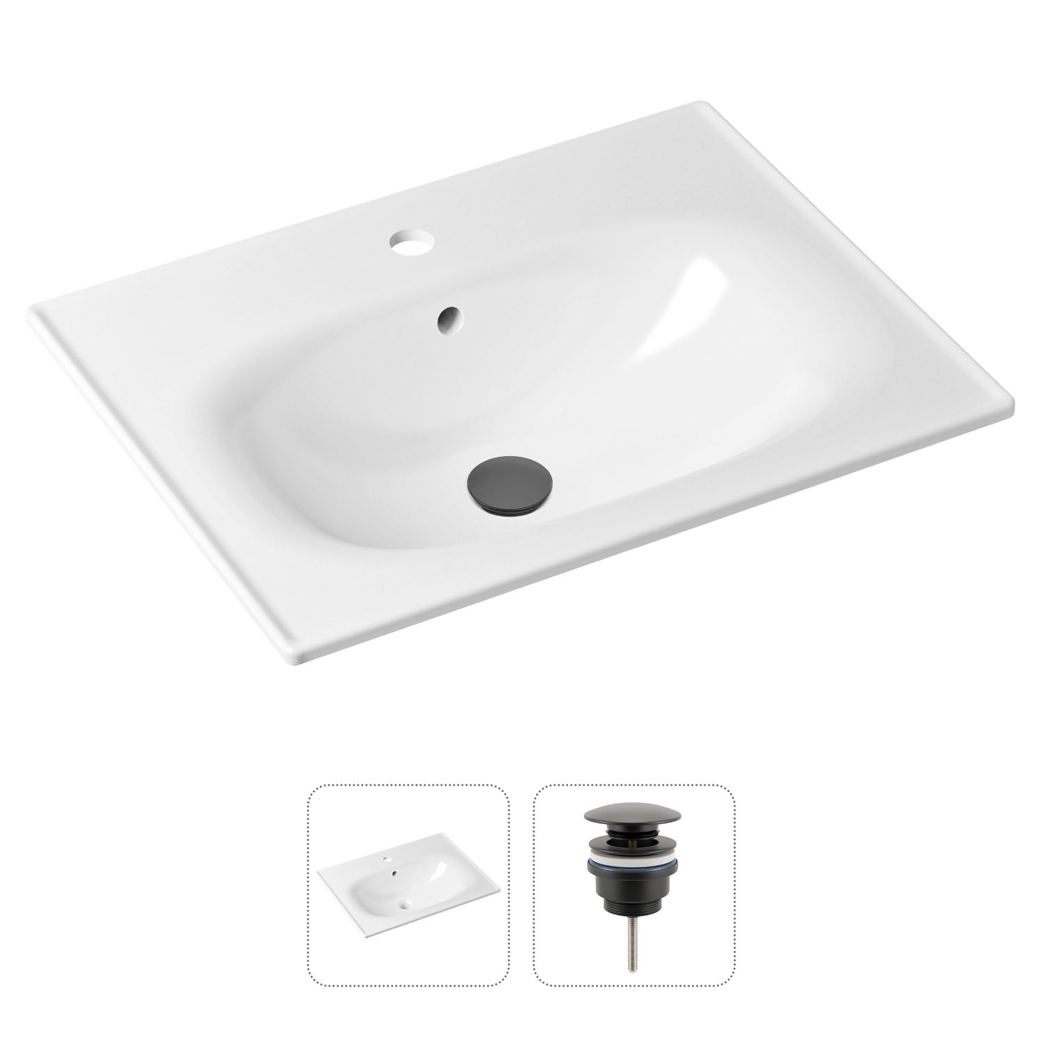 фото Комплект 2 в 1 lavinia boho bathroom sink 21520871: врезная раковина, донный клапан